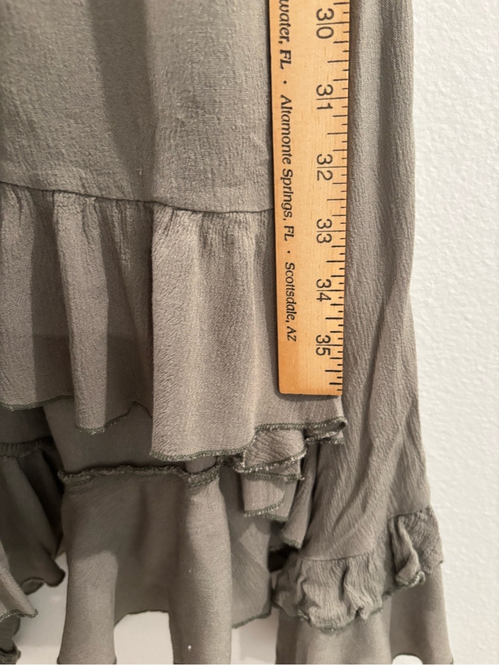 LA MIEL Olive Green Lace-Trim High-Low Slip Dress - Picture 10 of 14